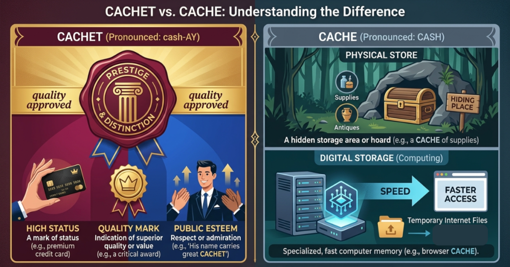 Cachet vs Cache: Meaning, Differences & Examples