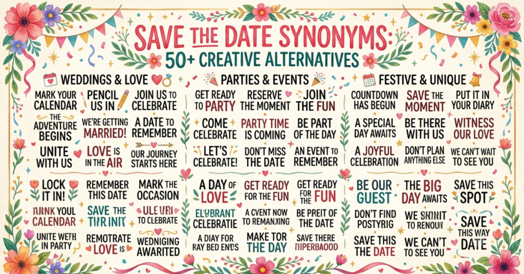 Save the Date Synonyms: 50+ Creative Alternatives