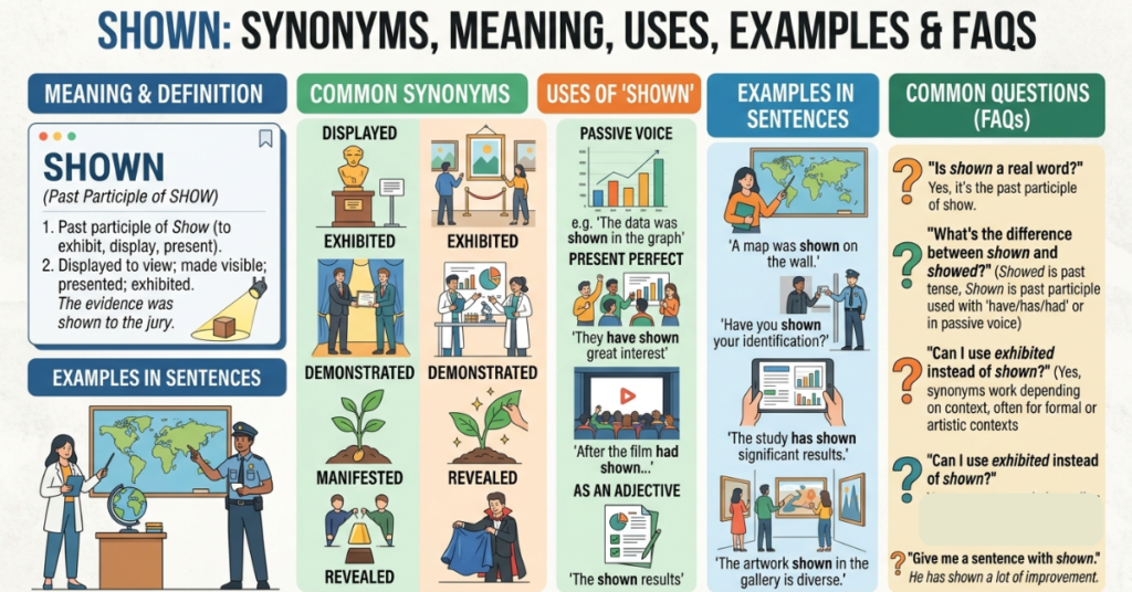 Shown Synonym: Meaning, Uses, Examples & Common Questions