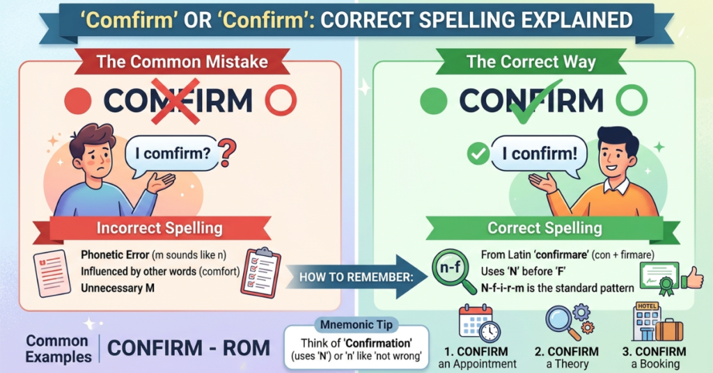 Comfirm vs Confirm: Meaning, Spelling, and Usage