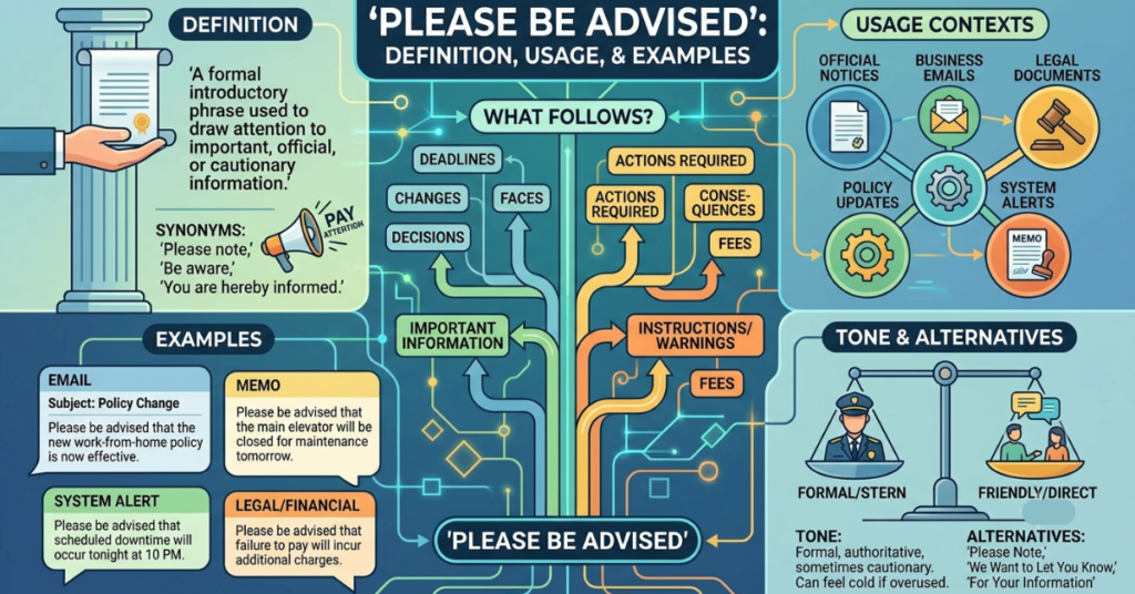 Please Be Advised Meaning: Definition, Examples & Usage