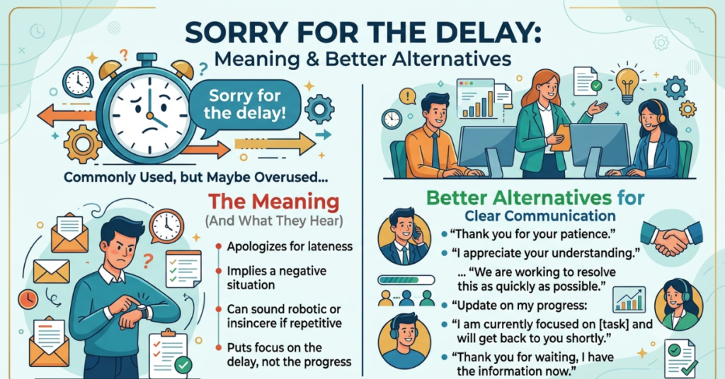 Sorry for the Delay: Meaning, Uses & Better Alternatives